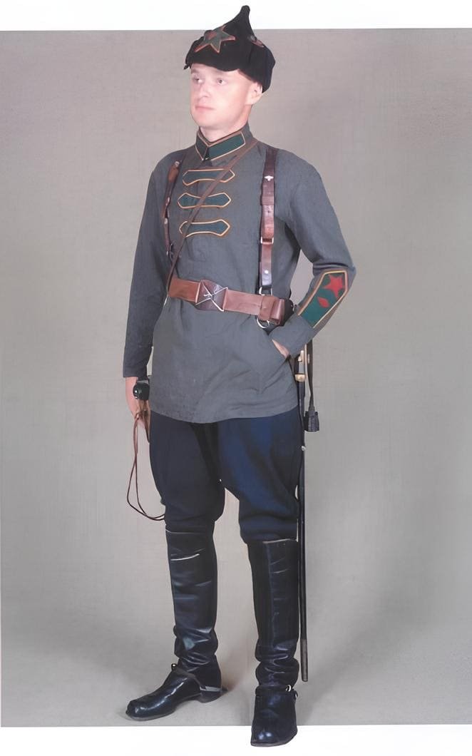 Soviet Army uniforms era: OGPU military instructor in early Soviet uniform, 1923 Soviet security forces