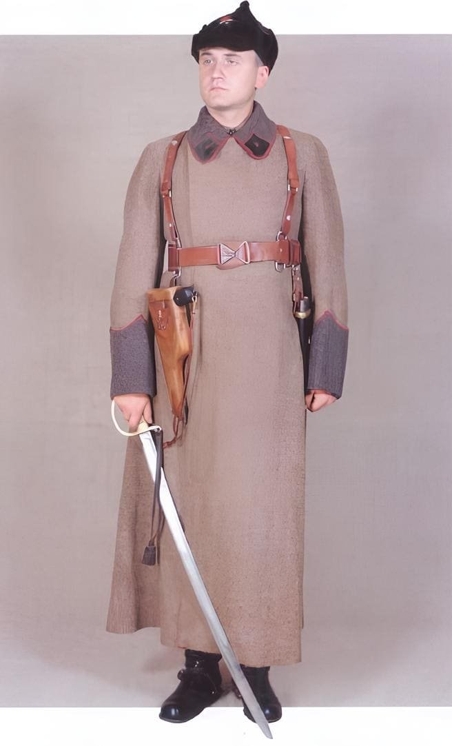 Soviet Army uniforms era: OGPU officer wearing winter Soviet uniform, early Soviet security forces after the Russian Civil War, 1924