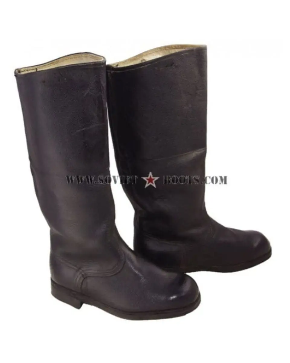 Soviet yuft jack boots, black leather Russian army boots for reenactment and marching