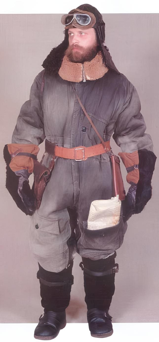 Soviet naval aviation pilot wearing flight equipment, 1941–1945