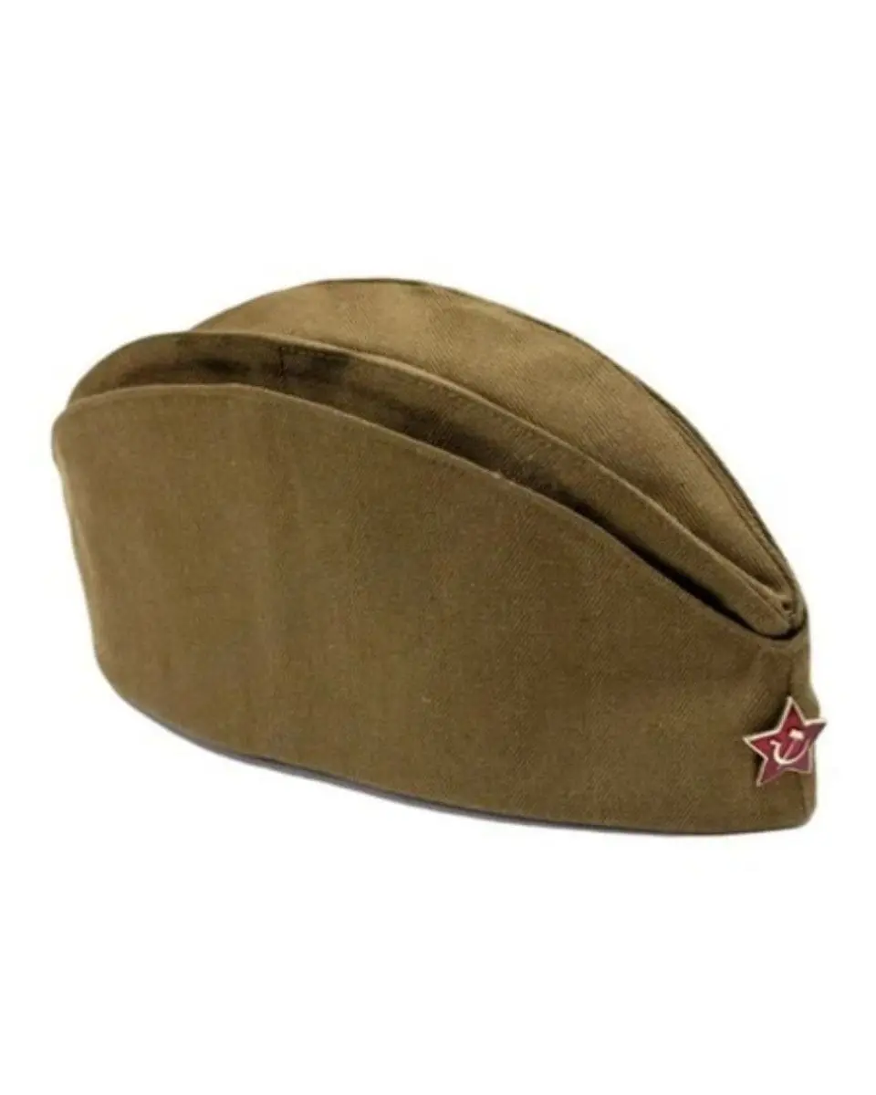 Soviet pilotka hat, USSR military side cap with red star badge for reenactment