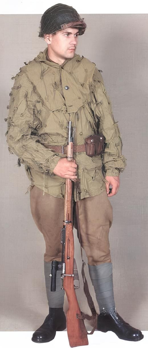 Soviet Red Army sniper in summer camouflage uniform, World War II