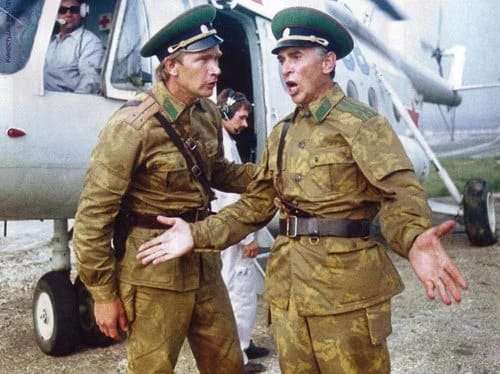 Soviet Border Guards wearing Berezka Yellow Leaf camouflage during field service, Cold War