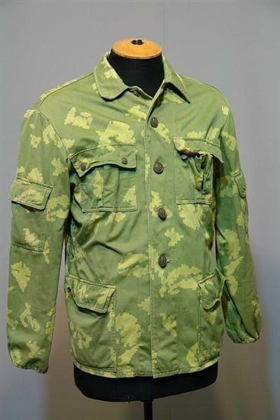 Soviet Border Troops camouflage jacket in Berezka Yellow Leaf pattern, 1970s Cold War
