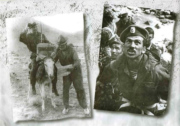 Soviet troops in Afghanistan wearing canvas shoes in field conditions