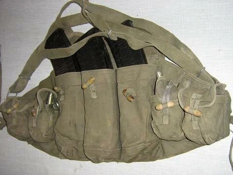 Classic chest rig known as lifchik made from canvas with magazine pouches