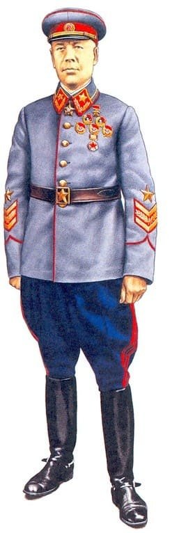 Marshal of the Soviet Union in ceremonial grey uniform with red piping, USSR, June 1940