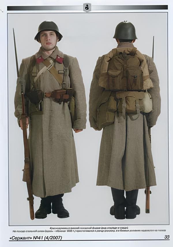 Red Army infantryman uniform and equipment comparison 1941front and back view