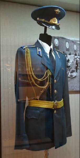 Soviet parade uniform on museum display, Cold War era