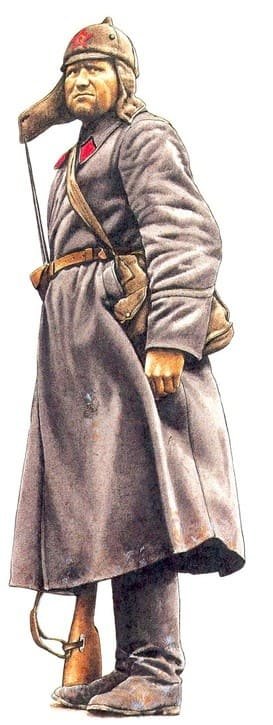 Soviet Red Army rifleman uniform World War II, USSR infantry soldier winter uniform 1939–1940