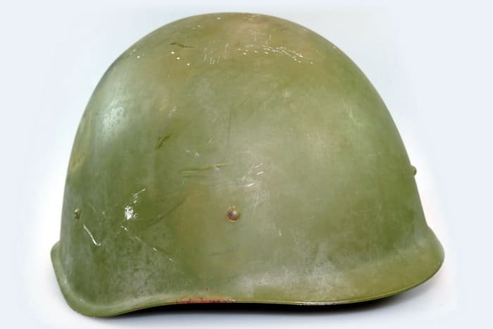 Soviet Red Army steel helmet SSh-40, World War II infantry helmet