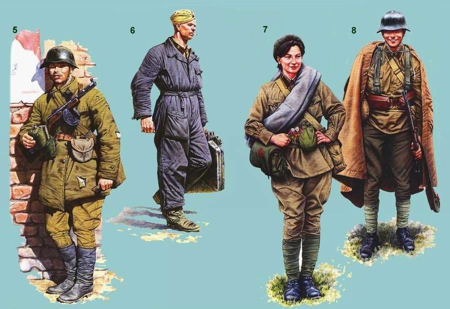 Red Army signalman, driver and medic uniforms during autumn 1941