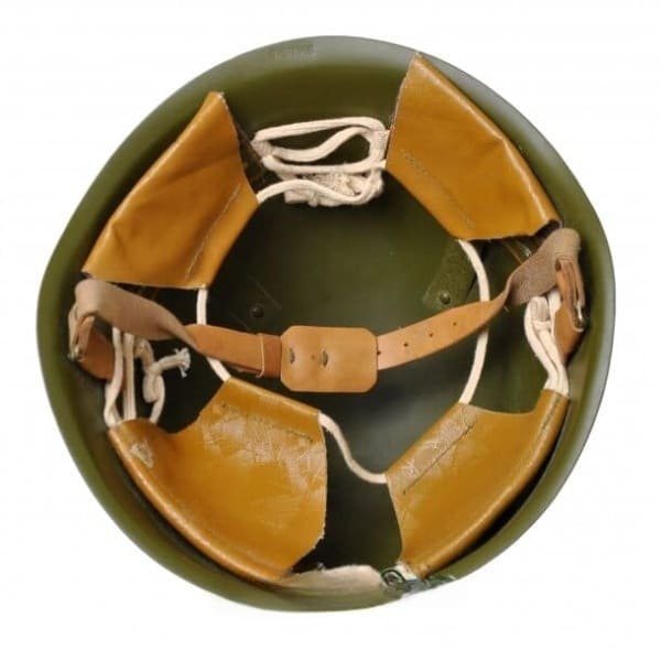 Interior of Soviet SSh-68 helmet showing suspension system, standard issue from 1968 onward