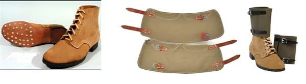 German Wehrmacht boots with canvas gaiters, World War II military footwear