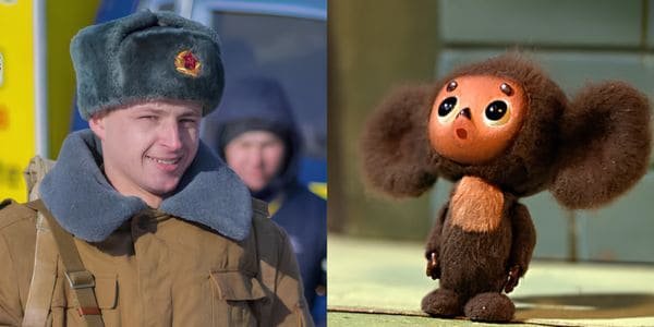 Soviet winter Afghanka collar compared to Cheburashka fur similarity