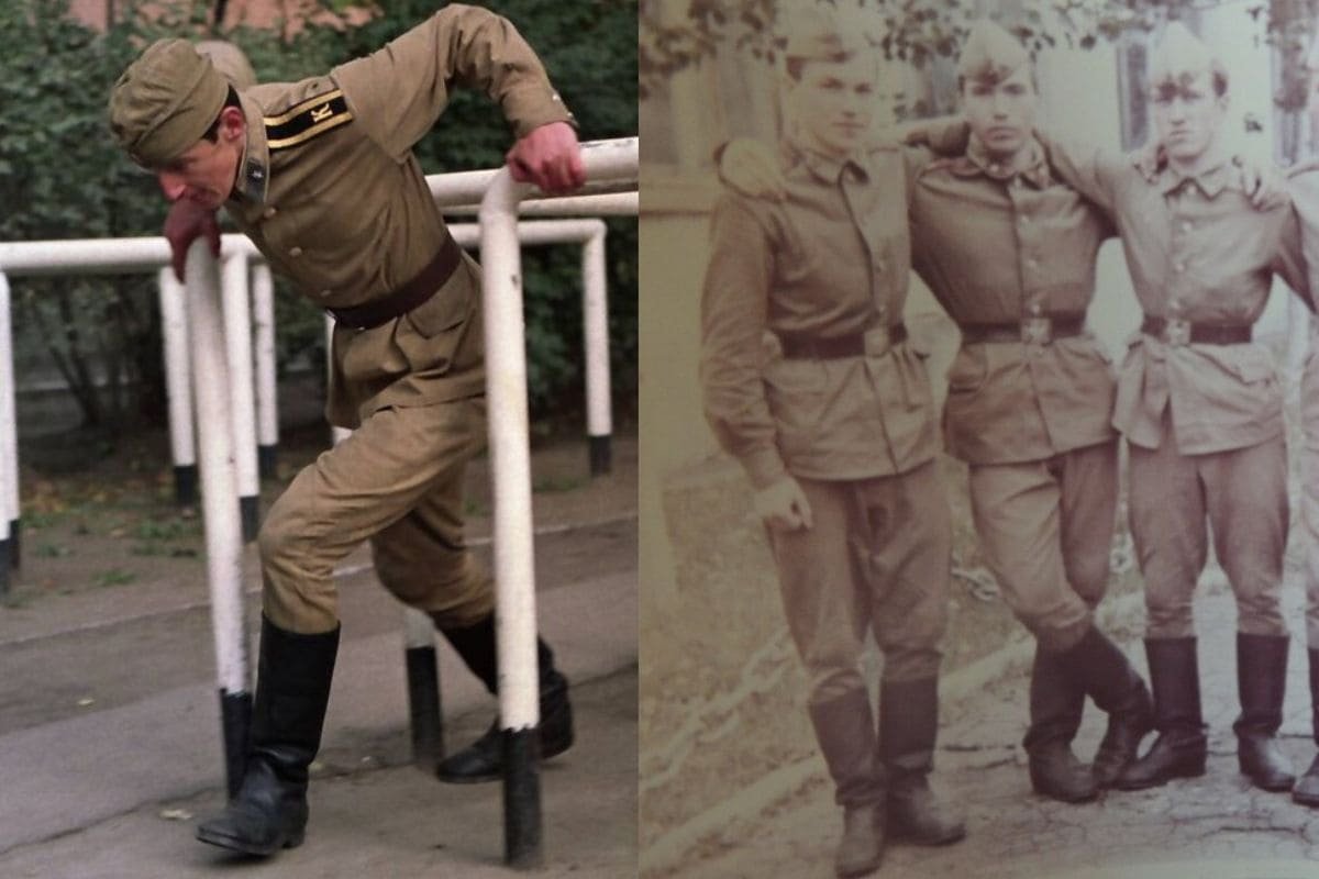 Cold War Soviet Army Uniform during obstacle course training and daily service in the 1980s