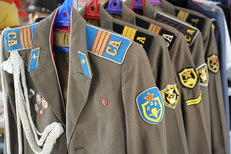Cold War Soviet Army Uniform with different shoulder boards and unit patches during real service