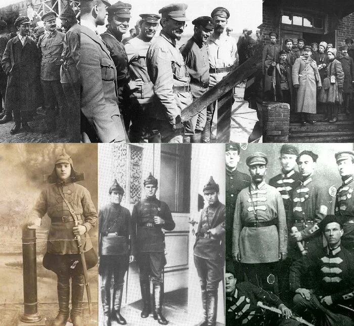 Early Soviet military uniform of the Red Army (RKKA) during the Civil War, showing the gradual formation of a unified Soviet Army uniform style in the 1920s