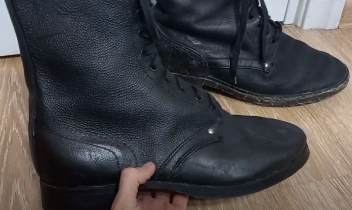 Soviet Afghan war combat boots M88 on white background