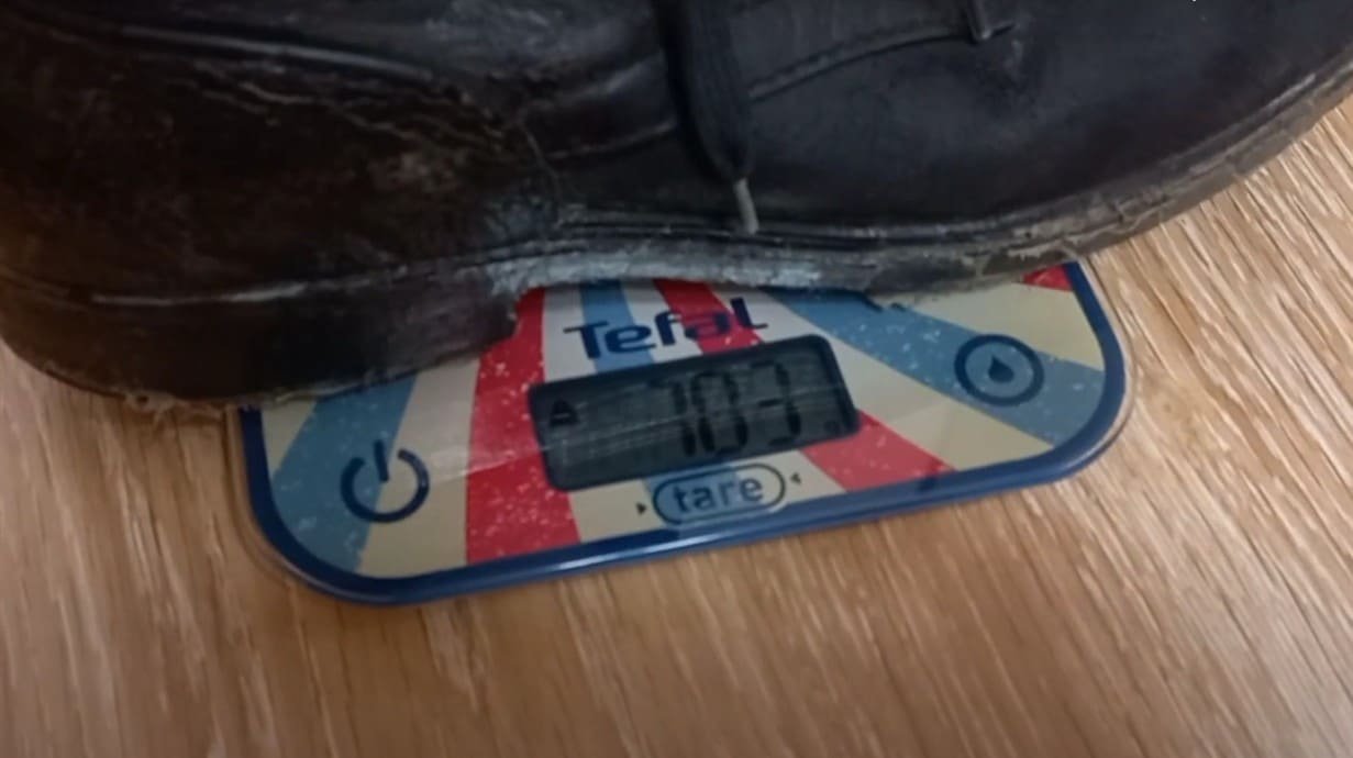 Soviet Afghan war lightweight combat boots weight on scale