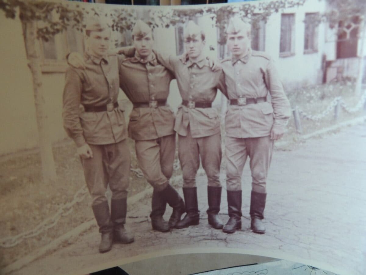Soldiers of the Soviet Internal Troops of the Ministry of Internal Affairs wearing everyday uniform, 1980s USSR