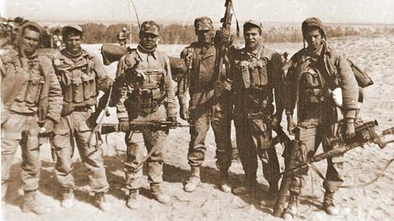 Soviet soldiers in Afghanistan during the Afghan war in field conditions