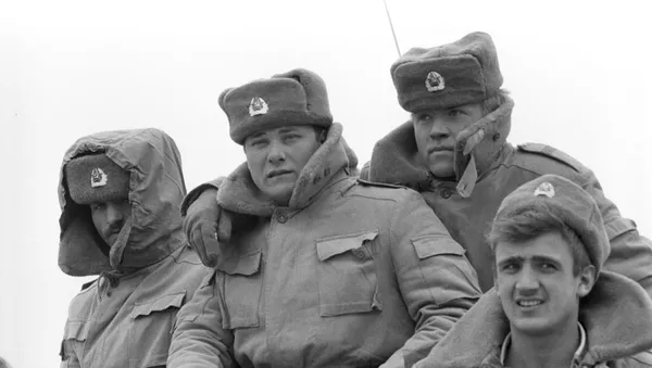Soviet soldiers in Afghanistan during winter of the Afghan war