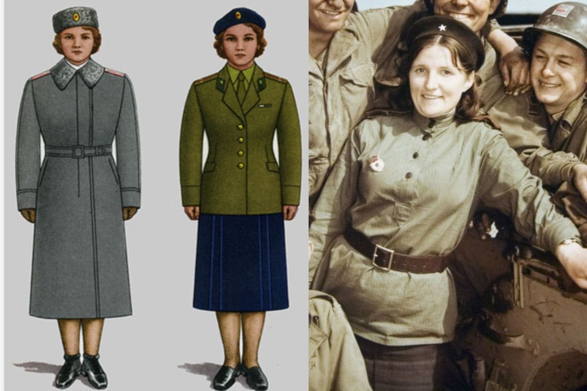 Soviet women military uniform WW2 shown in real photos and historical illustrations