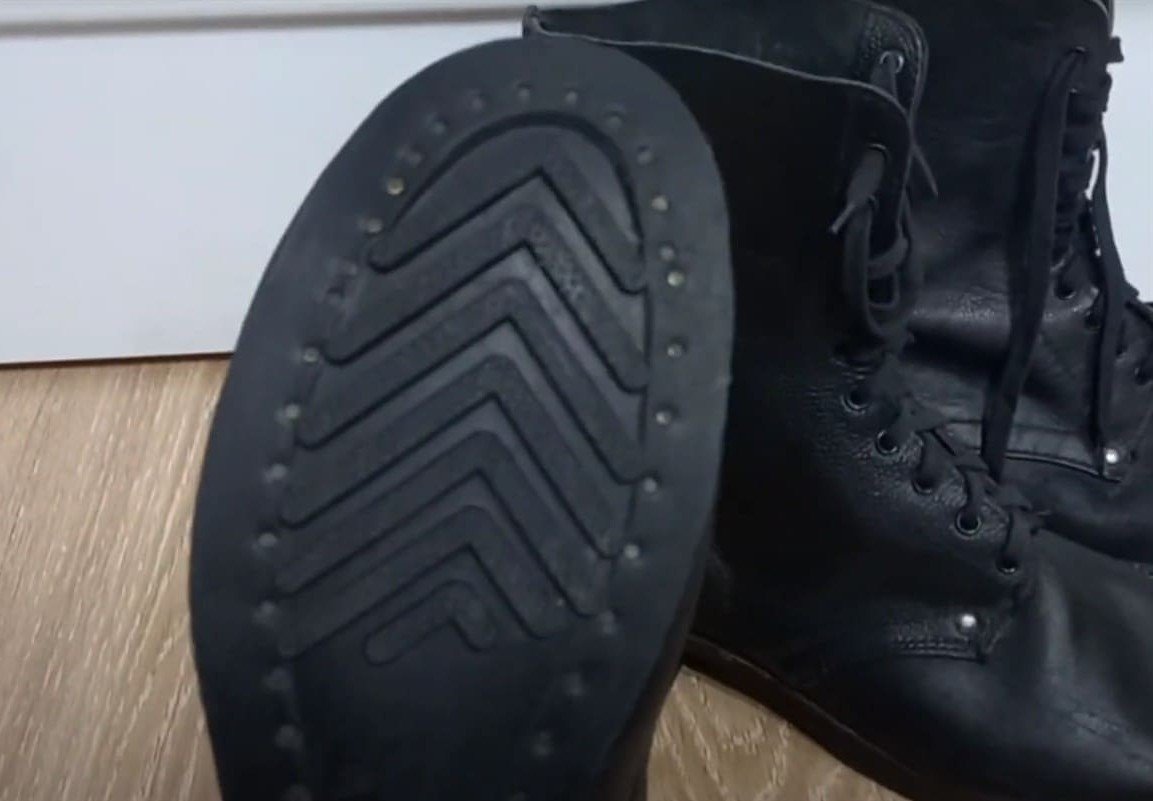 Soviet combat boots with Stalinka herringbone sole and brass nails
