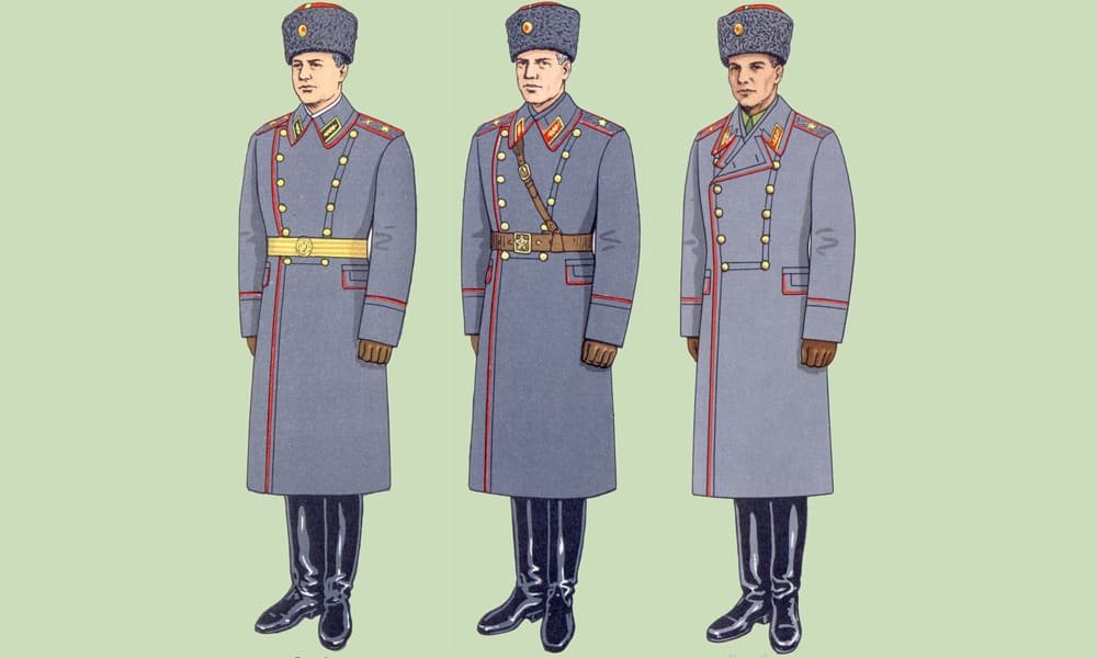 Soviet Army generals winter overcoat uniform USSR Cold War illustration