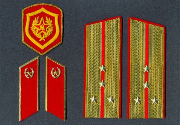 Soviet Army honor guard officer sleeve insignia collar tabs and parade shoulder boards captain USSR 1971 uniform