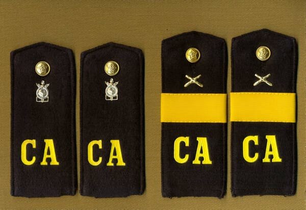 Soviet Army shoulder boards model 1955 with CA letters for military construction troops private and artillery senior sergeant USSR uniform