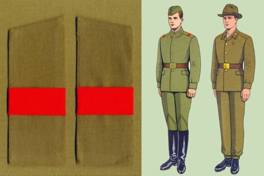 Soviet Army soldier shoulder boards with red stripe USSR uniform Cold War