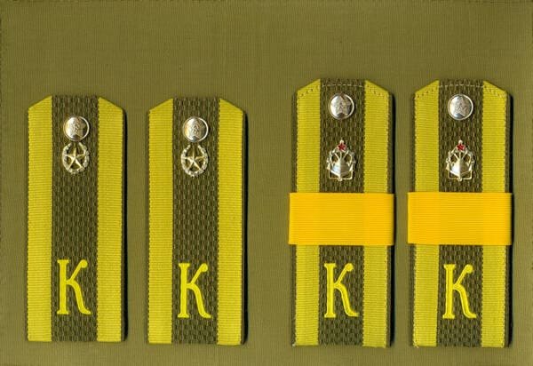 Soviet removable shoulder boards for cadet shirt combined arms school and engineering school senior sergeant USSR 1985