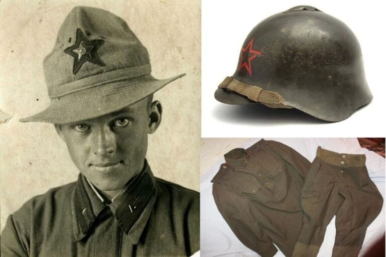 Soviet Red Army uniform and equipment World War II helmet panama gymnastyorka