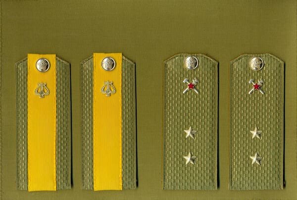 Soviet removable shirt shoulder boards for military band service sergeant major and military topographic service warrant officer USSR 1988