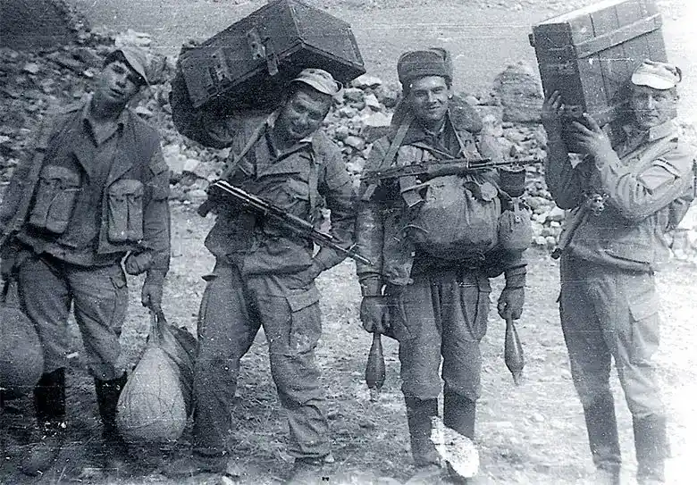 Soviet soldiers wearing afghanka caps field uniform Afghanistan war