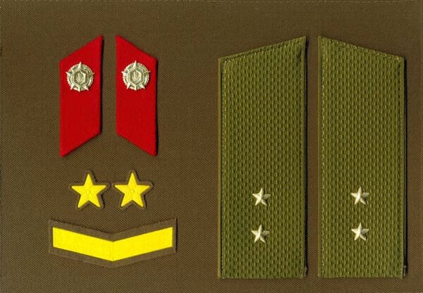Soviet Army warrant officer everyday collar tabs chemical defense unit sleeve service patch and sewn shoulder boards USSR 1988