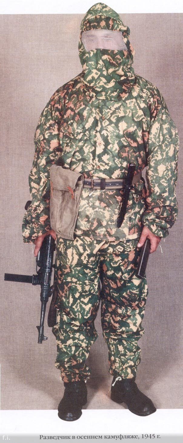 Soviet scout wearing autumn camouflage uniform 1945