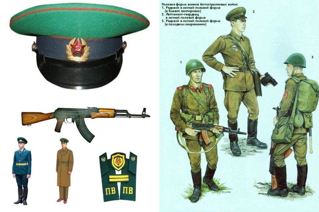 Soviet Cold War uniform equipment AKM rifle cap field gear USSR army