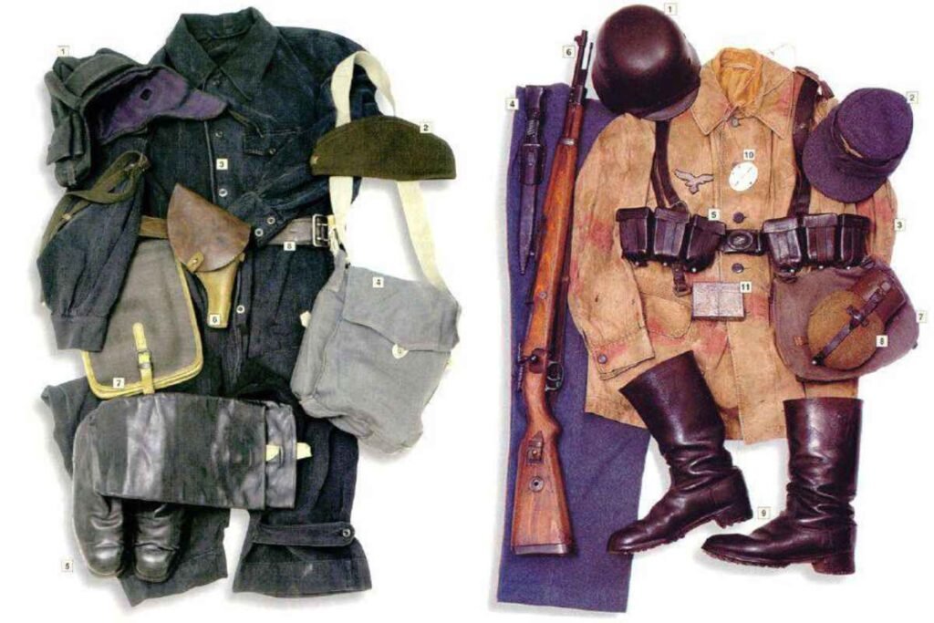 WWII reenactment uniforms German and Soviet soldier gear comparison