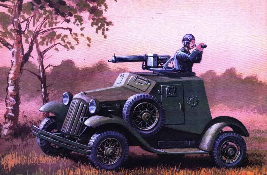 Scale model of the Soviet D-12 armored car