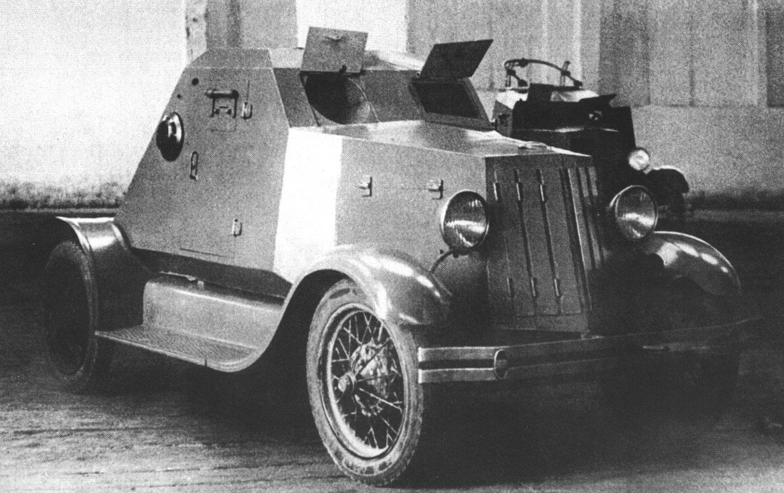 Historic photo of the Soviet D-8 armored car