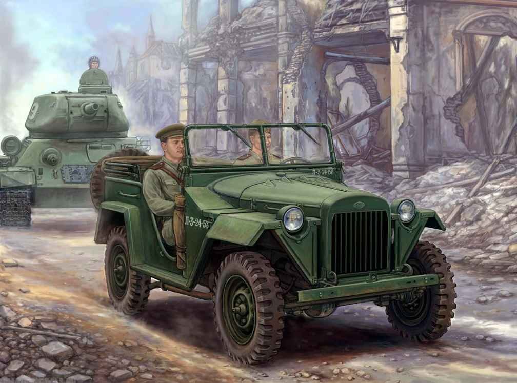 Scale model of the Soviet GAZ-64 and GAZ-67 vehicles