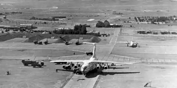 Soviet Il-76 transport aircraft at Bagram Air Base during the Soviet deployment to Afghanistan in 1979