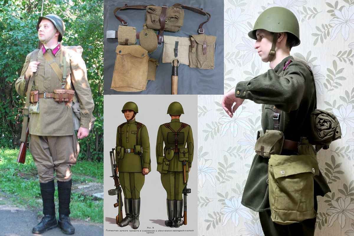RKKA reenactment uniform and gear guide showing Soviet WW2 soldier equipment setup and field gear placement