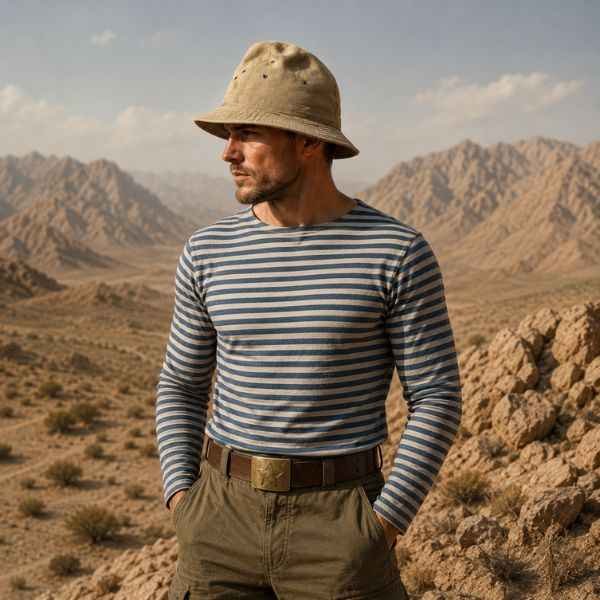 Soviet Afghan War Summer Starter Kit with panamanka hat, telnyashka shirt and Soviet army belt