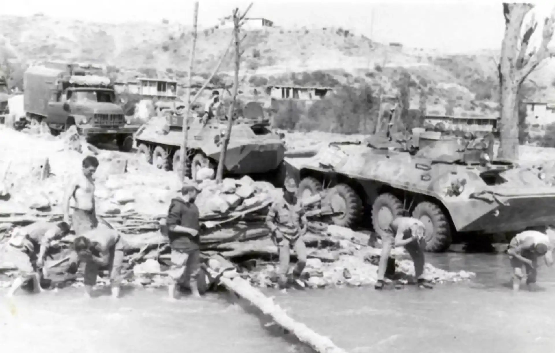 Soviet military convoy during the Afghan War