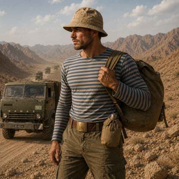 Soviet Field Patrol Summer Kit with backpack, panamanka hat and telnyashka shirt