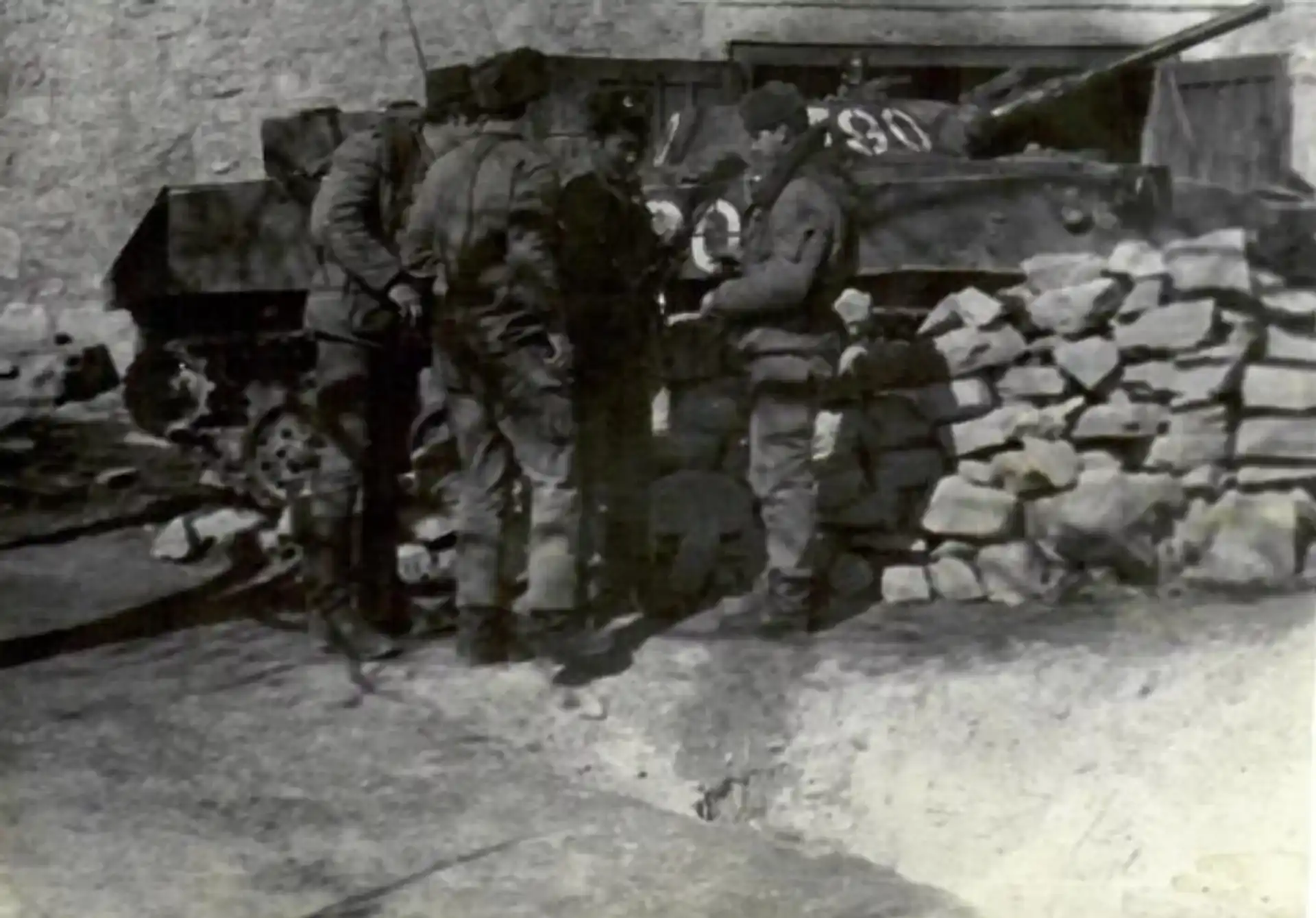 Soviet VDV soldiers near a BMD vehicle during the Afghan War